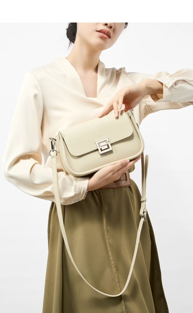 Alt view image 3 of 4 - Genuine Leather Women TOGO Shoulder Cross Bag White