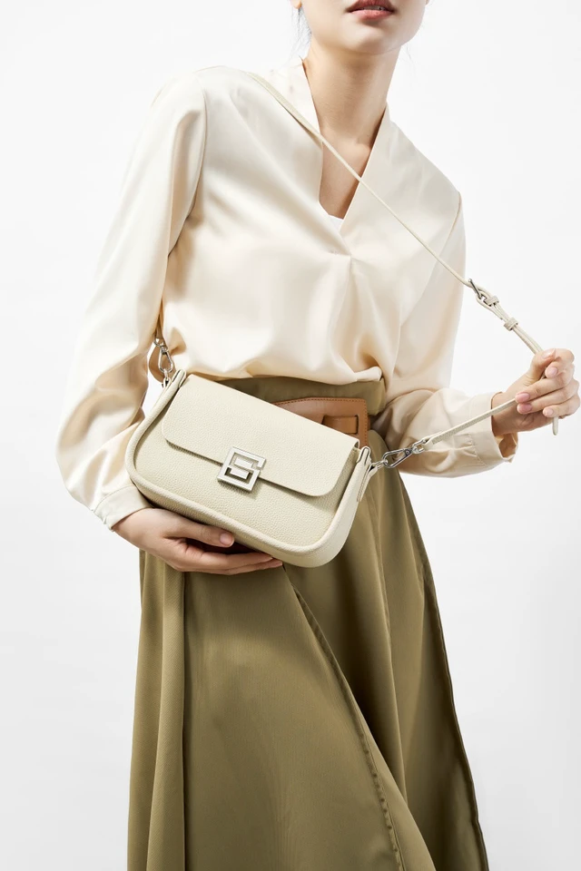 Alt view image 2 of 4 - Genuine Leather Women TOGO Shoulder Cross Bag White