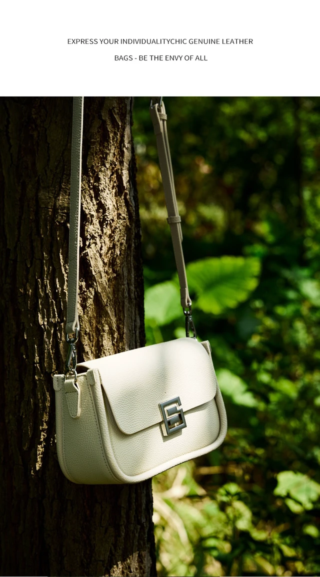 Alt view image 4 of 4 - Genuine Leather Women TOGO Shoulder Cross Bag White