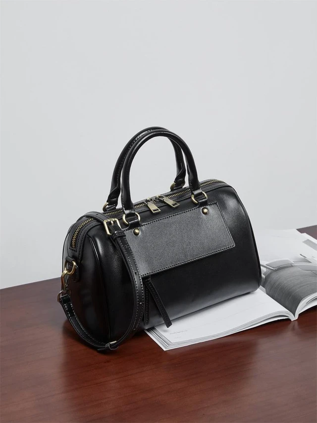 Alt view image 2 of 2 - Genuine Leather Women Crossbody Bag Black