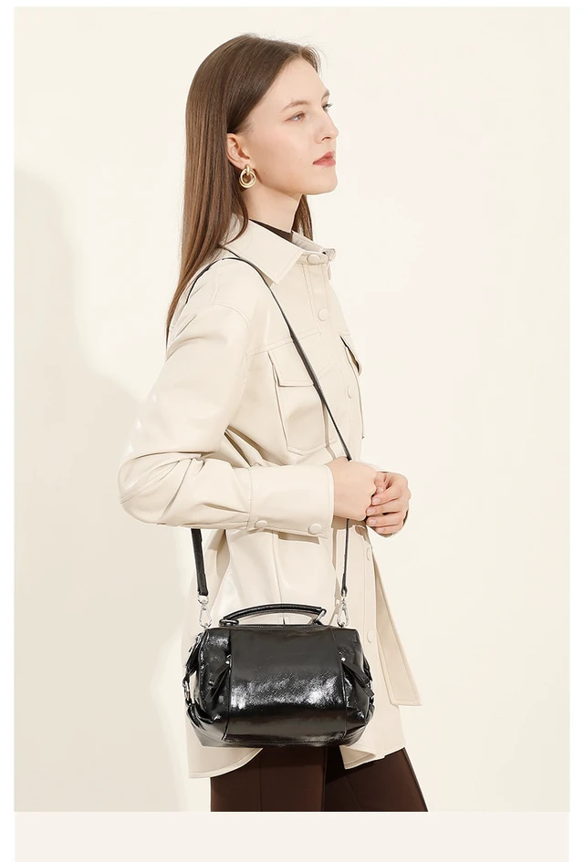 Alt view image 3 of 5 - Genuine Leather Women Purses and Handbags Shoulder Tote Bags Black