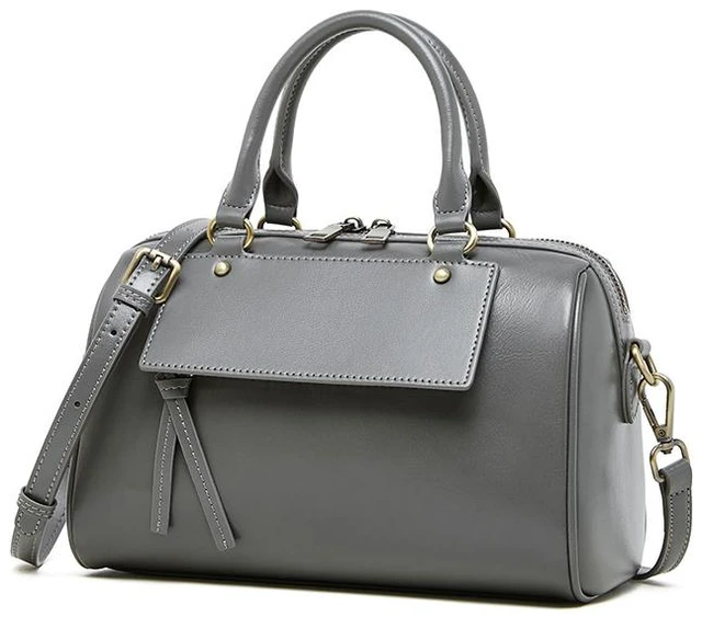 Main image of Genuine Leather Women Crossbody Bag Grey