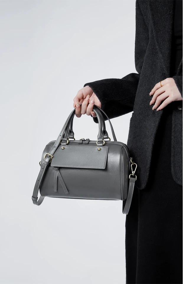 Alt view image 2 of 2 - Genuine Leather Women Crossbody Bag Grey