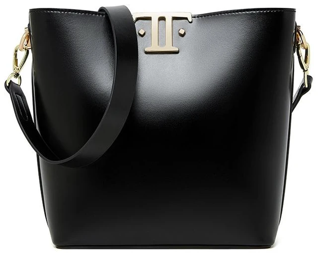 Main image of Women's Genuine Leather Tote Shoulder Handbag Black