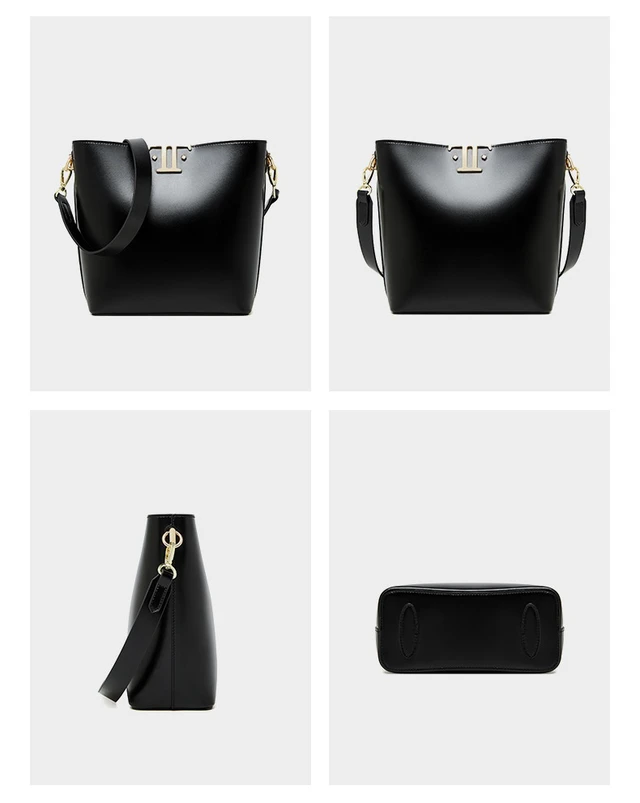 Alt view image 4 of 4 - Women's Genuine Leather Tote Shoulder Handbag Black