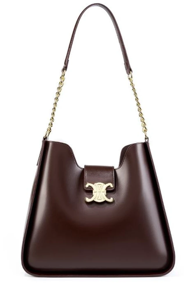 Main image of Genuine Leather Handbag Women Shoulder Tote Bag Brown