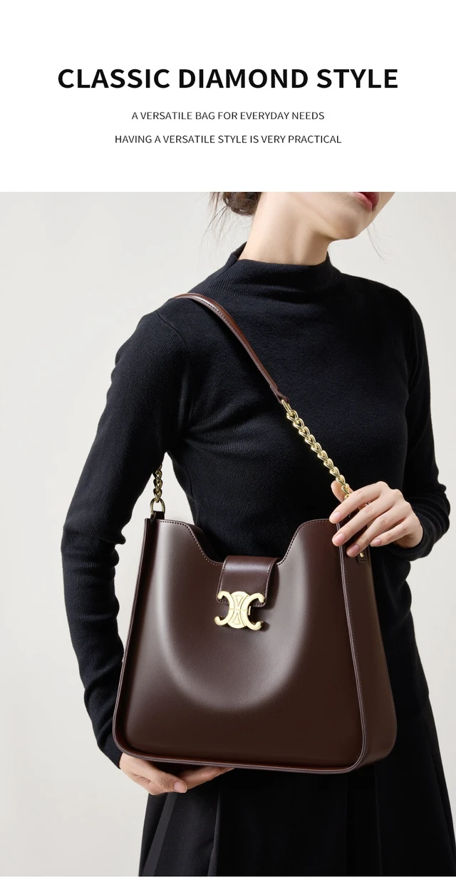Alt view image 3 of 5 - Genuine Leather Handbag Women Shoulder Tote Bag Brown