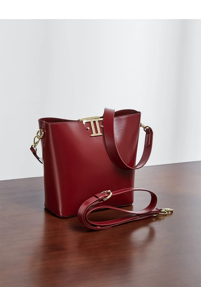 Alt view image 4 of 5 - Women's Genuine Leather Tote Shoulder Handbag Red