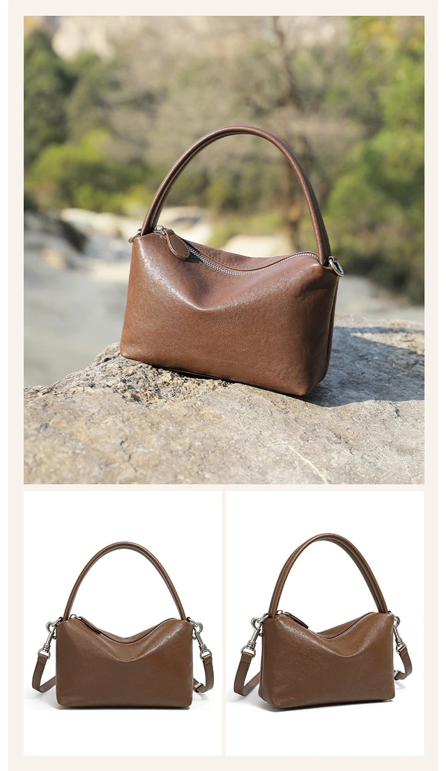 Alt view image 3 of 3 - Women's Genuine Leather Tote Bag Purse Handbags Brown