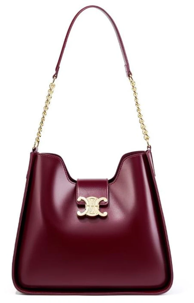 Main image of Genuine Leather Handbag Women Shoulder Tote Bag Red