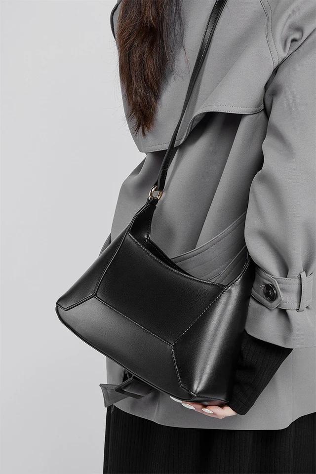 Alt view image 2 of 4 - Genuine Leather Women Crossbody Handbag Black