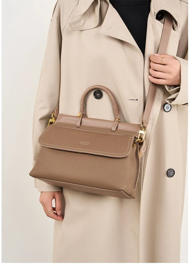Alt view image 5 of 5 - Genuine Leather Women Western Shoulder Handbag Grey