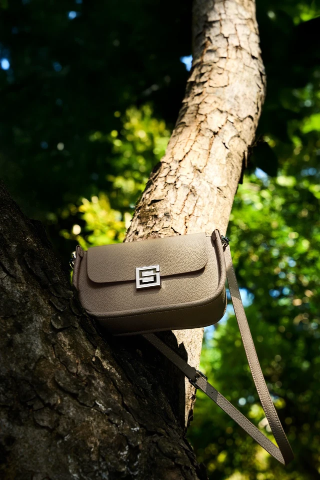Alt view image 5 of 6 - Genuine Leather Women TOGO Shoulder Cross Bag Grey