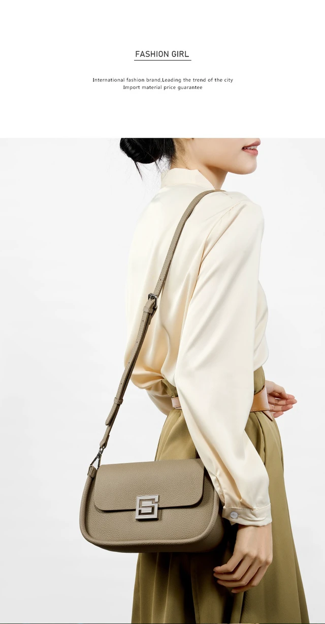 Alt view image 4 of 6 - Genuine Leather Women TOGO Shoulder Cross Bag Grey