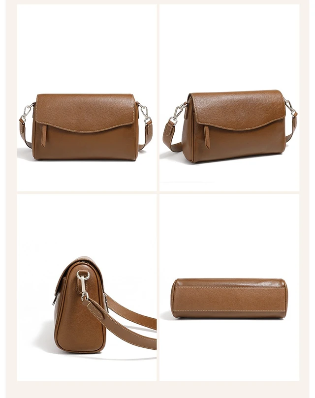 Alt view image 4 of 4 - Genuine Leather Women Shoulder Bag Brown