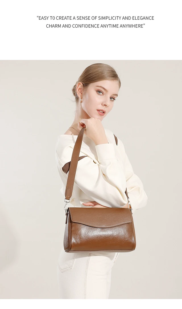 Alt view image 3 of 4 - Genuine Leather Women Shoulder Bag Brown