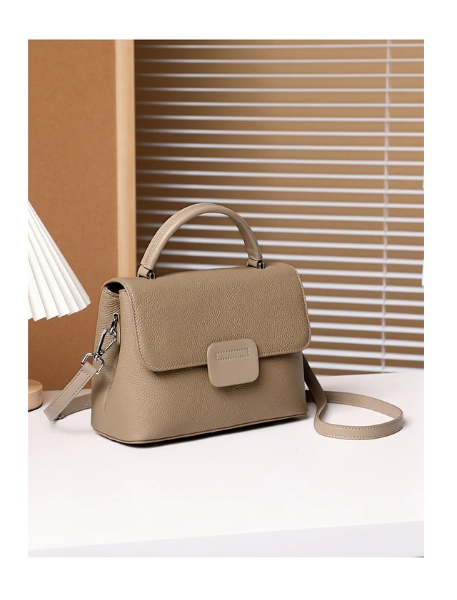 Alt view image 3 of 4 - Genuine Leather Women Shoulder Handbags Beach Bag Grey