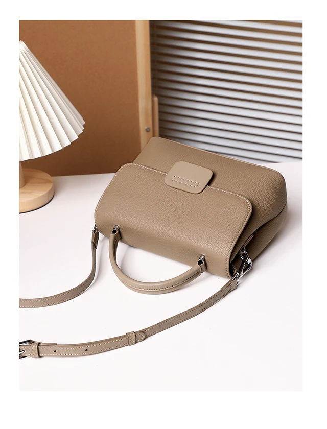 Alt view image 4 of 4 - Genuine Leather Women Shoulder Handbags Beach Bag Grey