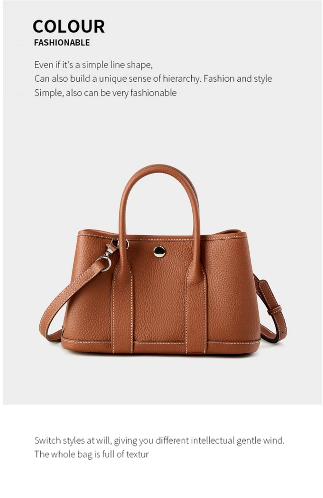 Alt view image 2 of 3 - Genuine Leather Women Handbag and Shoulder Bag Brown