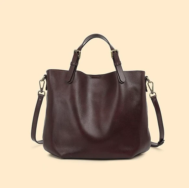 Main image of Genuine Leather Women Top Handle Shoulder Purses and Handbags Brown