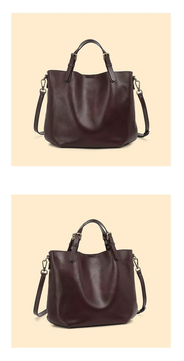 Alt view image 2 of 2 - Genuine Leather Women Top Handle Shoulder Purses and Handbags Brown