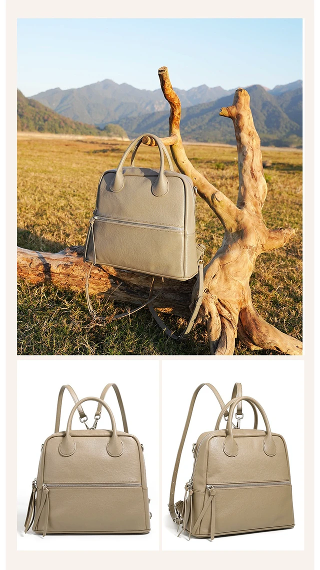 Alt view image 2 of 3 - Genuine Leather Women Shoulder Handbag Tote Hobo Handbag Grey