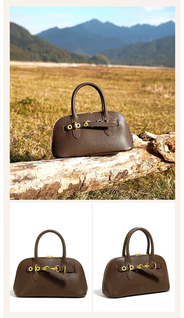 Alt view image 2 of 2 - Women Genuine Leather Purses Handbags Tote Bag Shoulder Bag Brown