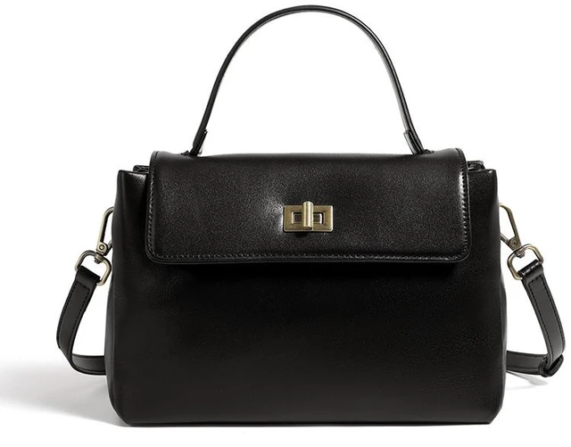 Main image of Genuine Leather Women Handbag and Shoulder Bag Black