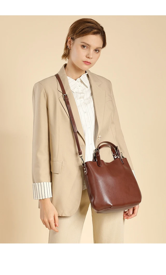 Alt view image 2 of 6 - Genuine Leather Women Top Handle Shoulder Purses and Handbags Brown