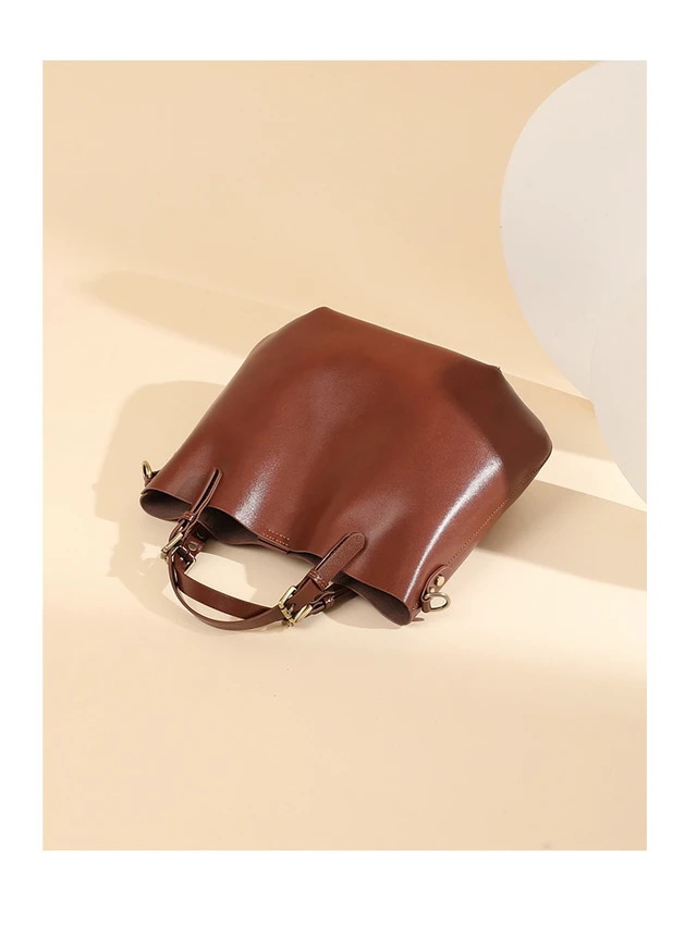 Alt view image 4 of 6 - Genuine Leather Women Top Handle Shoulder Purses and Handbags Brown