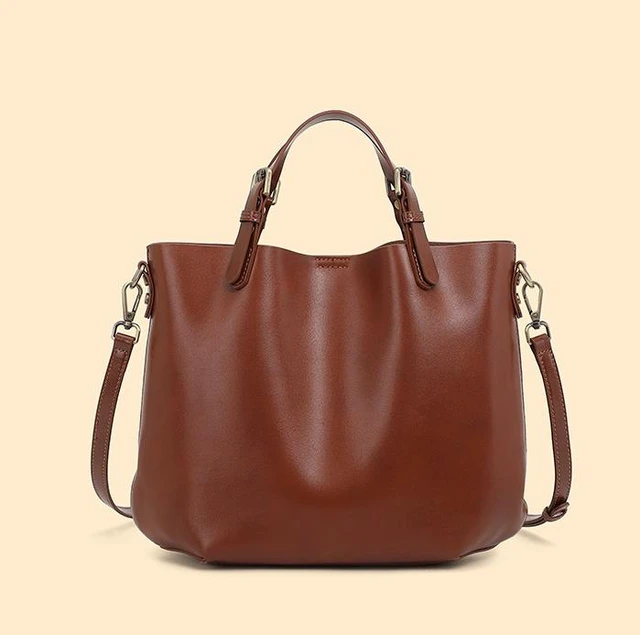 Main image of Genuine Leather Women Top Handle Shoulder Purses and Handbags Brown