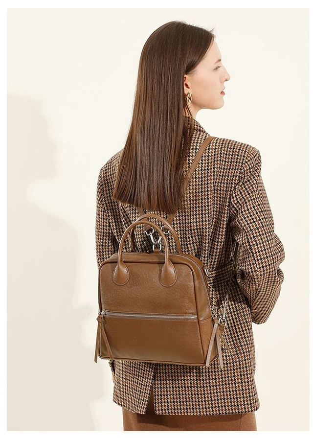 Alt view image 2 of 3 - Genuine Leather Women Shoulder Handbag Tote Hobo Handbag Brown