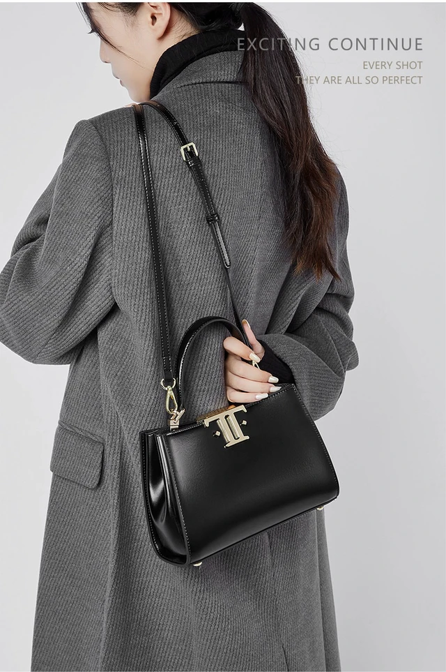 Alt view image 2 of 4 - Genuine Leather Women Shoulder Purses and Handbags Black