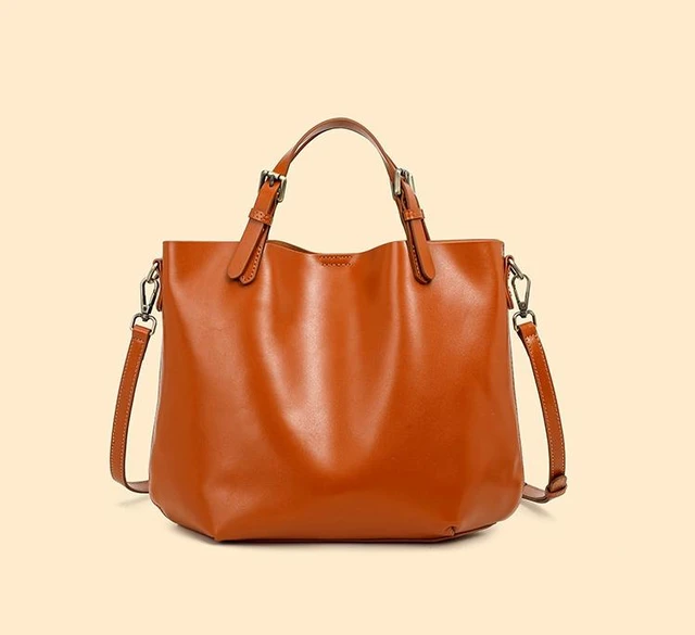 Main image of Genuine Leather Women Top Handle Shoulder Purses and Handbags Orange