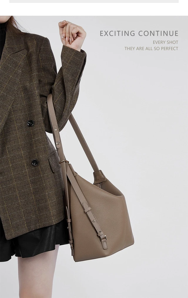 Alt view image 3 of 3 - Genuine Leather Women Purses and Handbags Grey