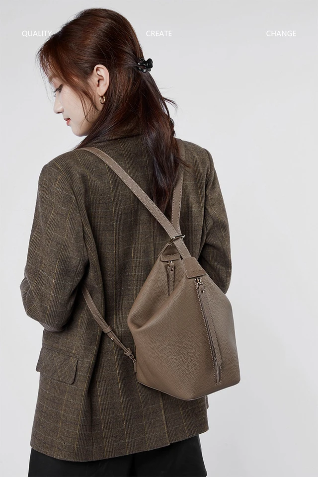 Alt view image 2 of 3 - Genuine Leather Women Purses and Handbags Grey