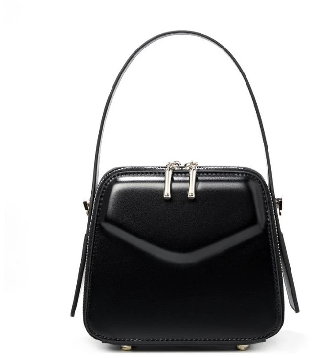Main image of Genuine Leather Women Shoulder Bag Black
