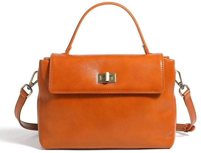 Main image of Genuine Leather Women Handbag and Shoulder Bag Orange