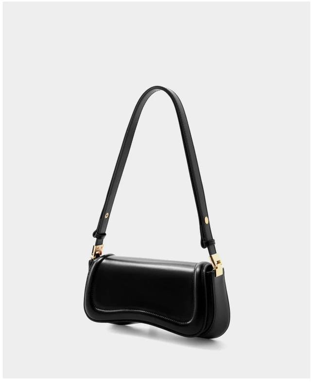 Alt view image 3 of 3 - Genuine Leather Ladies' Crossbody Bag Black