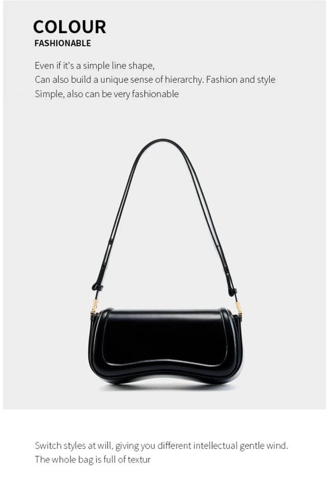 Alt view image 2 of 3 - Genuine Leather Ladies' Crossbody Bag Black