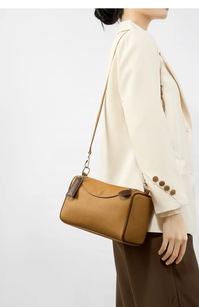 Alt view image 4 of 5 - Genuine Leather Female Cross Bag Women Handbag Brown