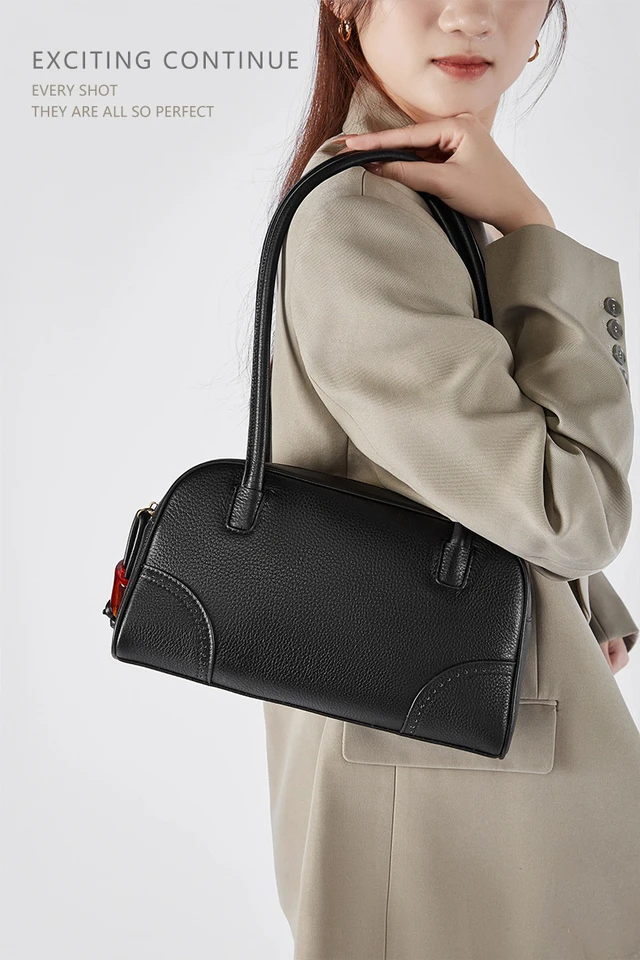 Alt view image 2 of 3 - Genuine Leather Women Shoulder Handbag Ladies Crossbody Purse Black