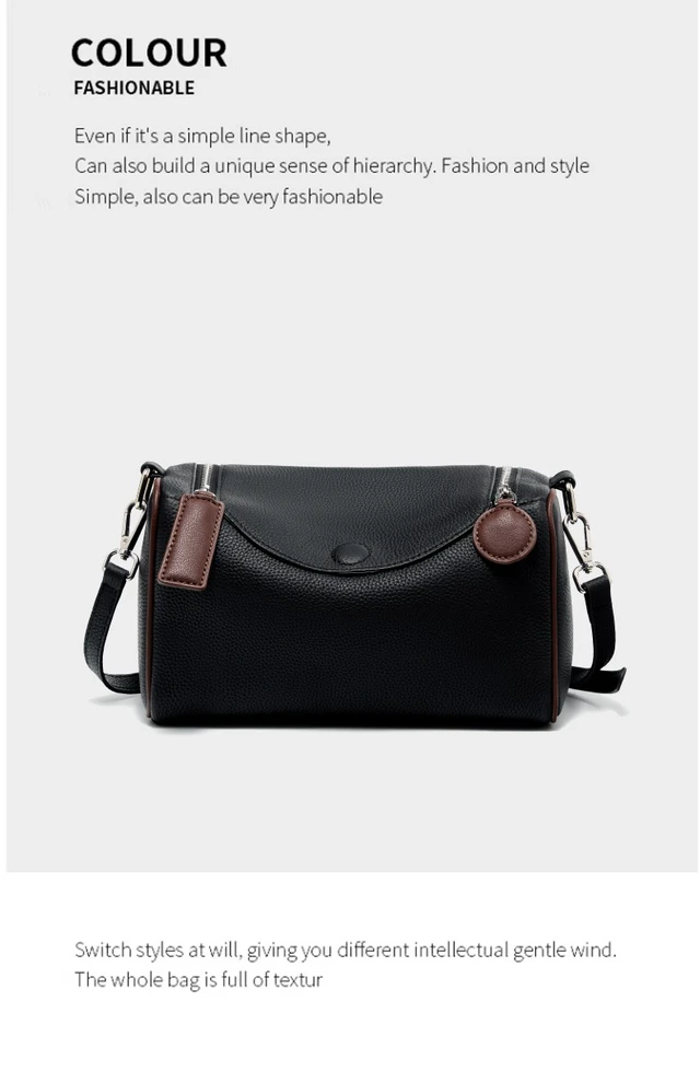 Alt view image 2 of 3 - Genuine Leather Female Cross Bag Women Handbag Black
