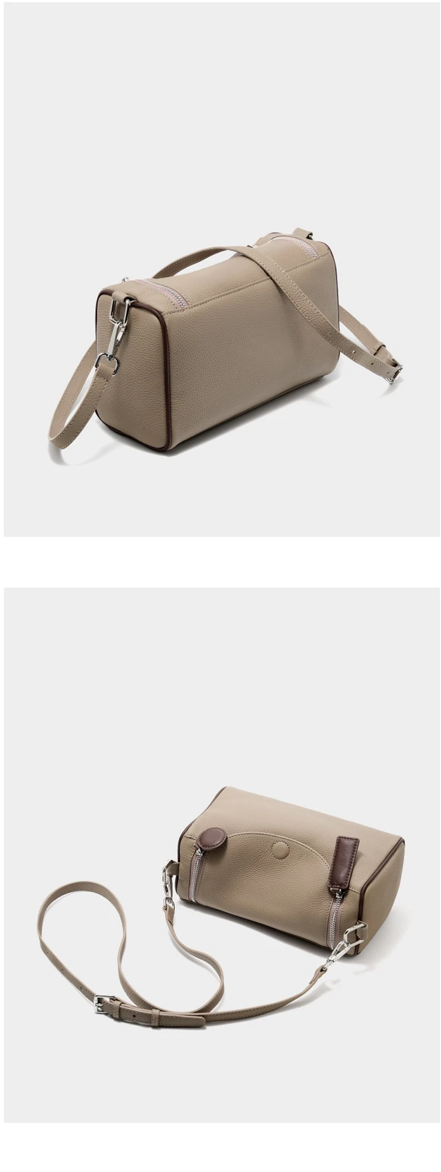 Alt view image 5 of 5 - Genuine Leather Female Cross Bag Women Handbag Grey