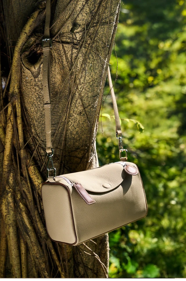Alt view image 4 of 5 - Genuine Leather Female Cross Bag Women Handbag Grey