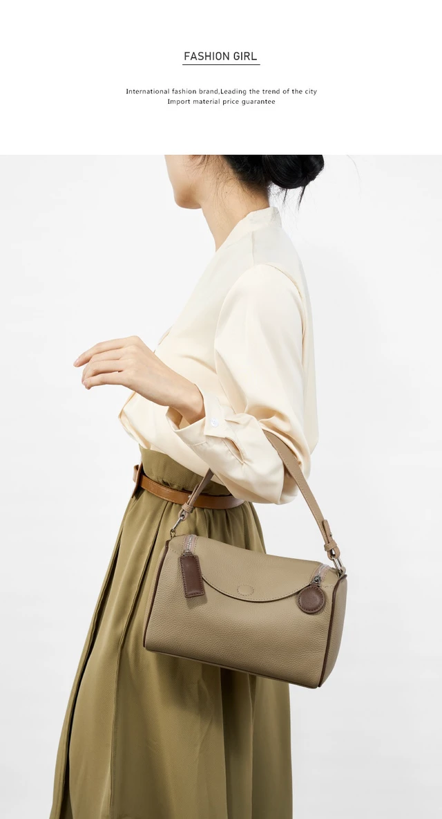 Alt view image 2 of 5 - Genuine Leather Female Cross Bag Women Handbag Grey