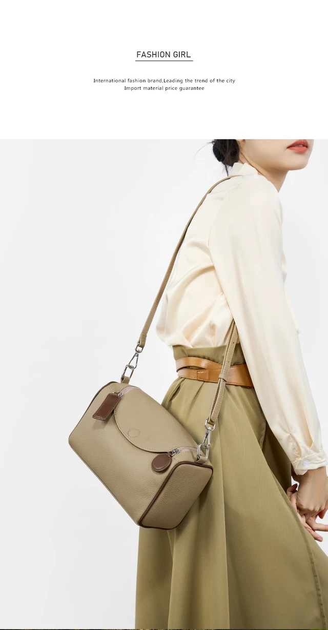 Alt view image 3 of 5 - Genuine Leather Female Cross Bag Women Handbag Grey