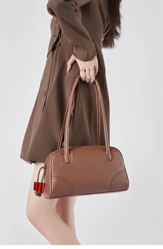 Alt view image 3 of 3 - Genuine Leather Women Shoulder Handbag Ladies Crossbody Purse Brown