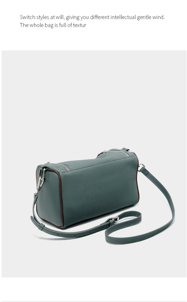 Alt view image 3 of 3 - Genuine Leather Female Cross Bag Women Handbag Green