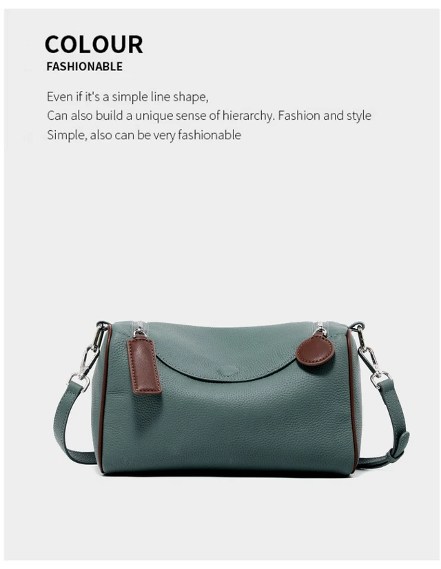 Alt view image 2 of 3 - Genuine Leather Female Cross Bag Women Handbag Green